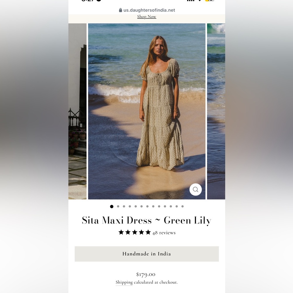 Daughters of India Sita Maxi Dress in Green Lily